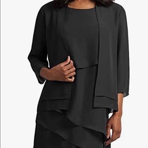 Beautiful black chiffon evening dress with matching jacket. New with tags.